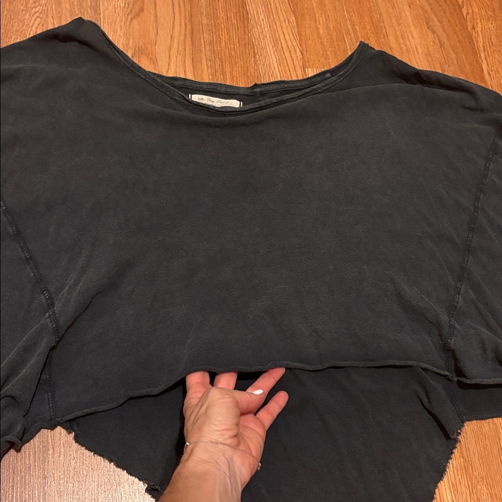 Free People-We the Free Boxy Cropped Dolman Sleeve Top - Black - Picture 3 of 7